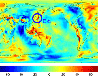 地球上の場所による重力異常